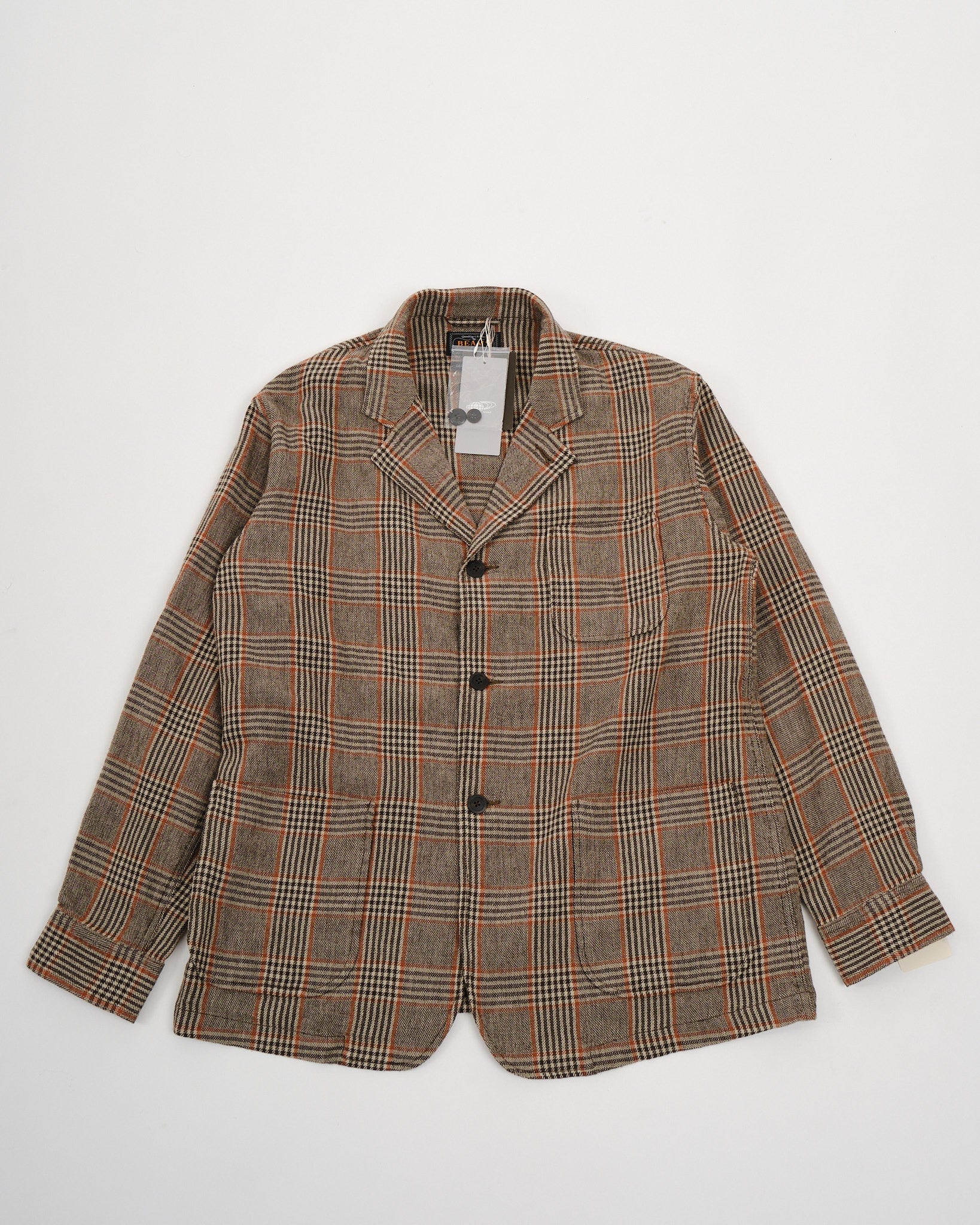 BEAMS+ | 4B Cuffs Jacket Wool Linen Cotton Glen Plaid | MEADOW