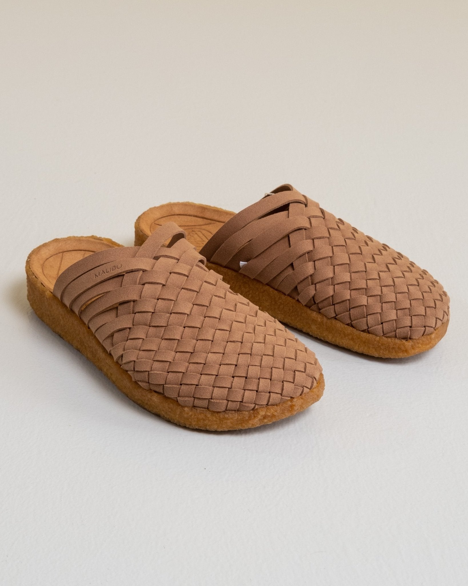 Malibu Sandals Latigo Suede/Vegan Leather Crepe Gum Shoes Walnut