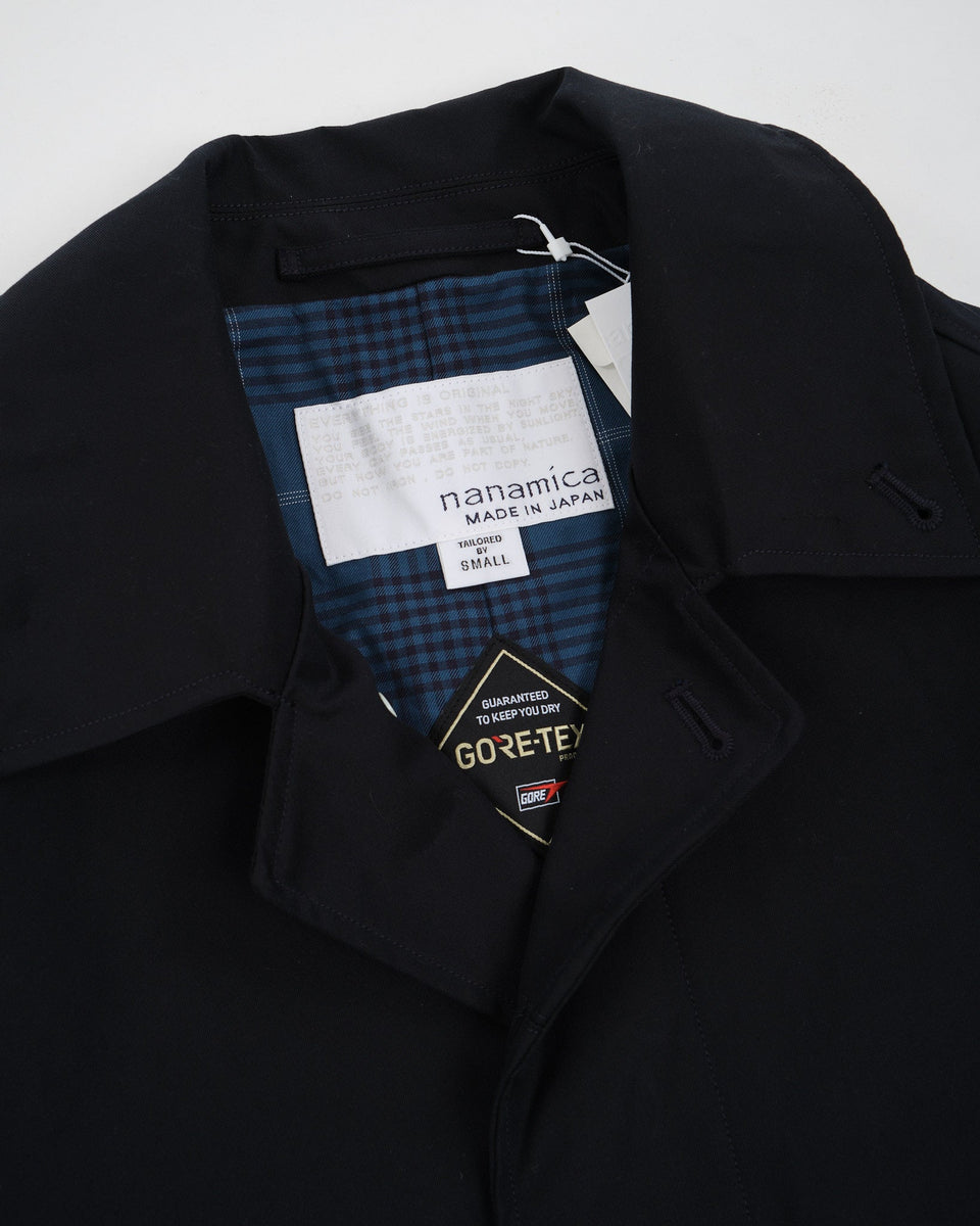 GORE-TEX Balmacaan Coat Navy by Nanamica ▶️ Meadow Online Store