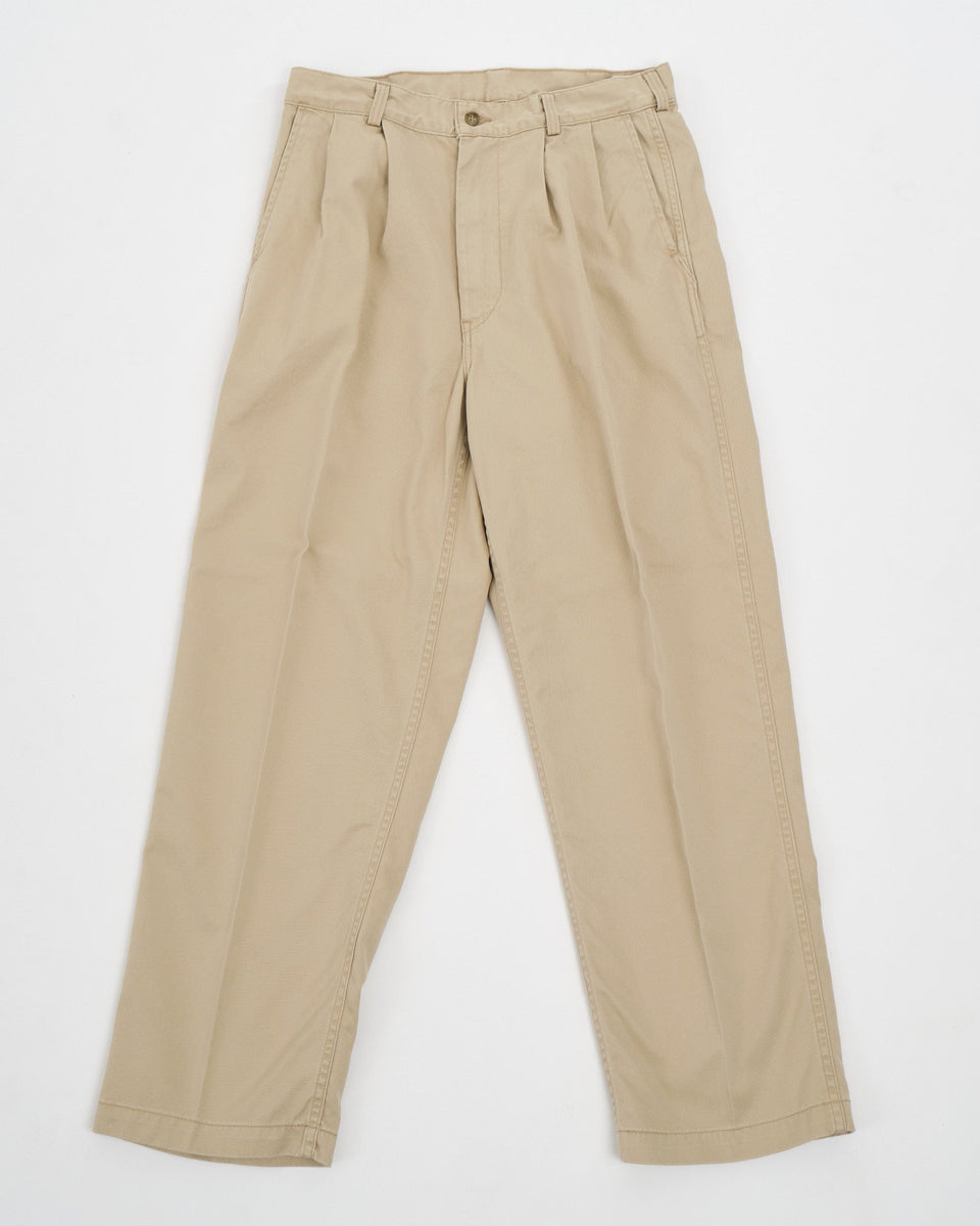 TWO TUCK WIDE TROUSERS KHAKI