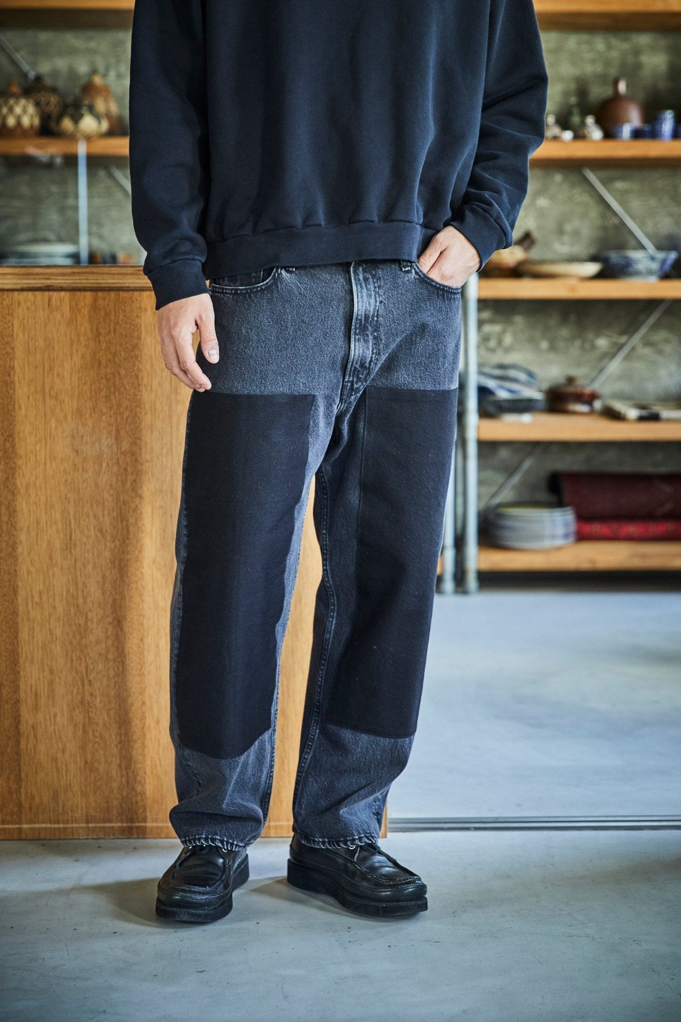 101 DAD'S FIT DENIM PANTS REMAKE BLACK STONE - Meadow