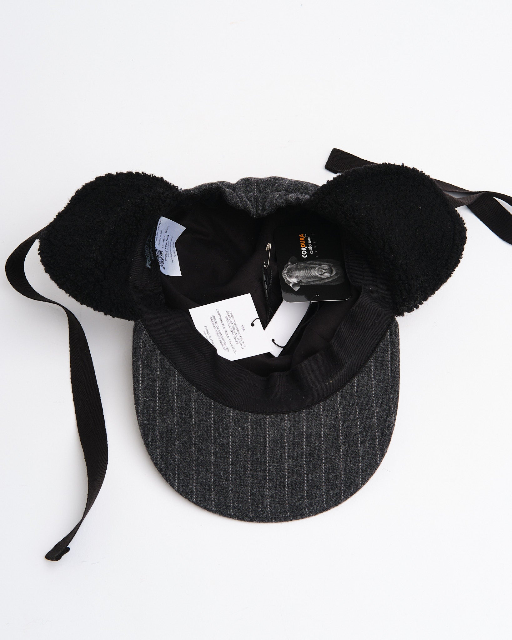 4 Panel Winter Cap with Ears Charcoal / Black - Meadow