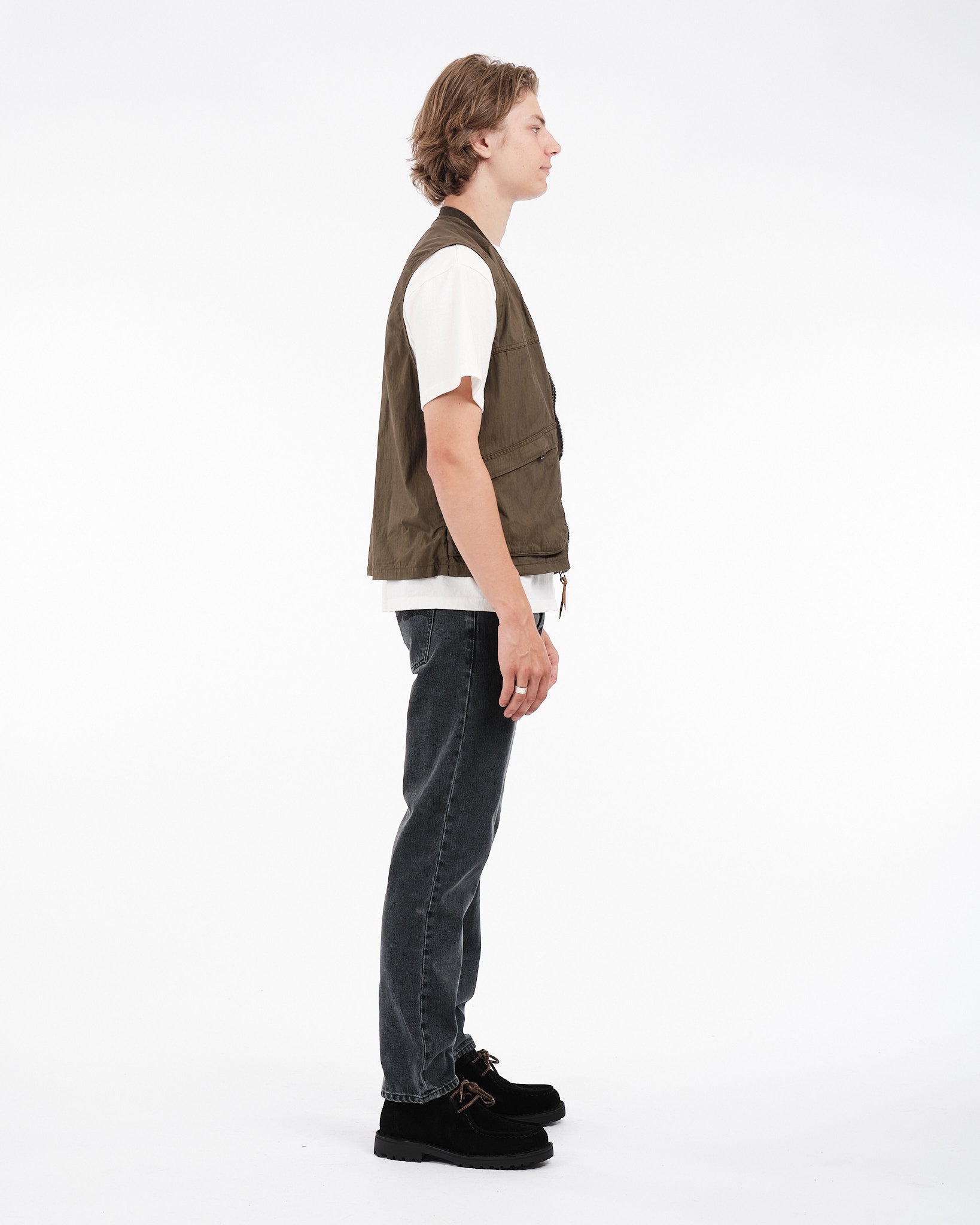 COTTON NYLON UTILITY VEST ARMY GREEN - Meadow