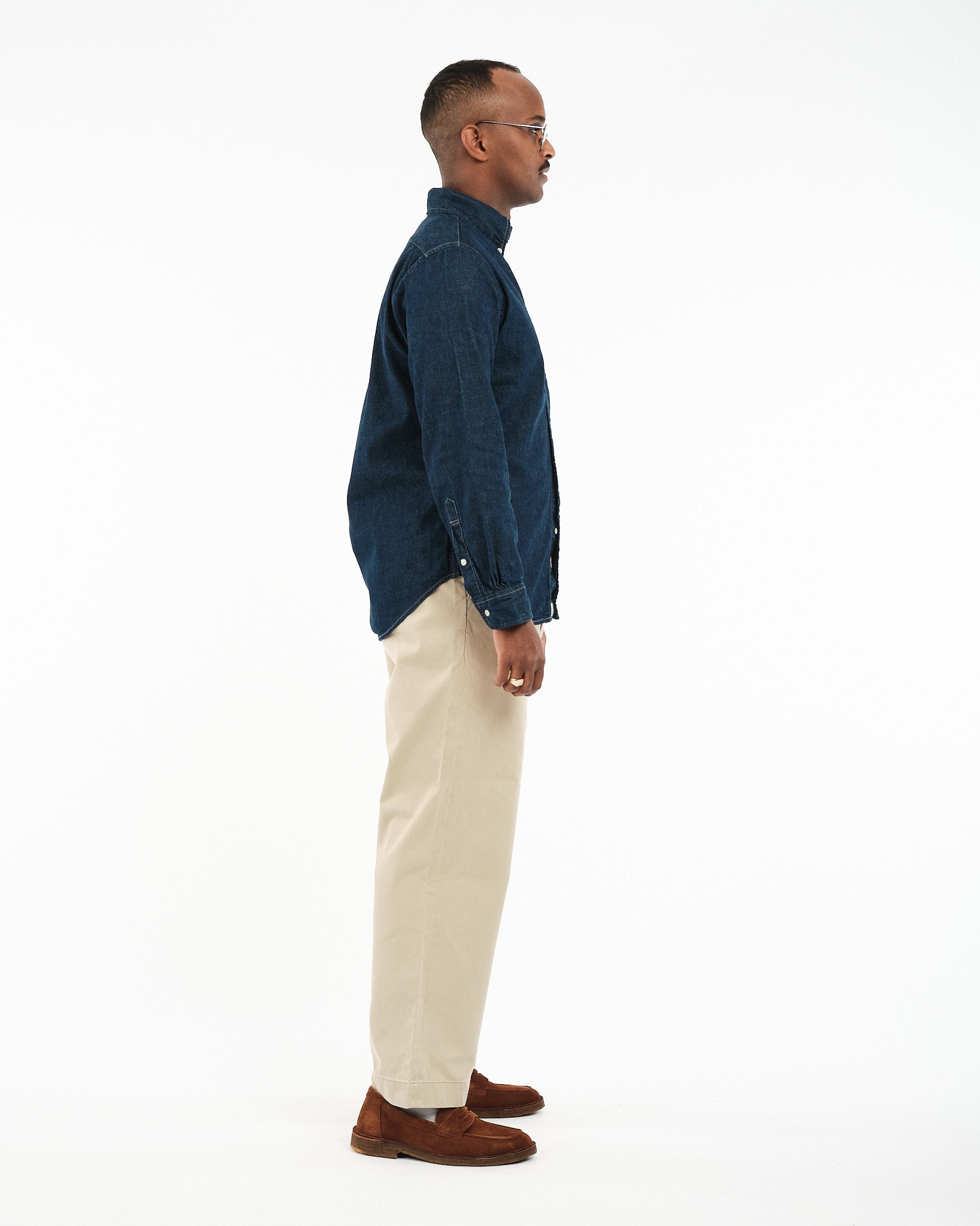 DENIM BUTTON DOWN SHIRT ONE WASH - Meadow