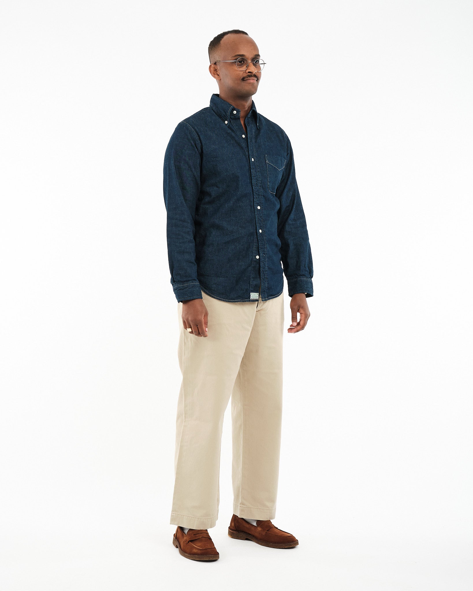 DENIM BUTTON DOWN SHIRT ONE WASH - Meadow