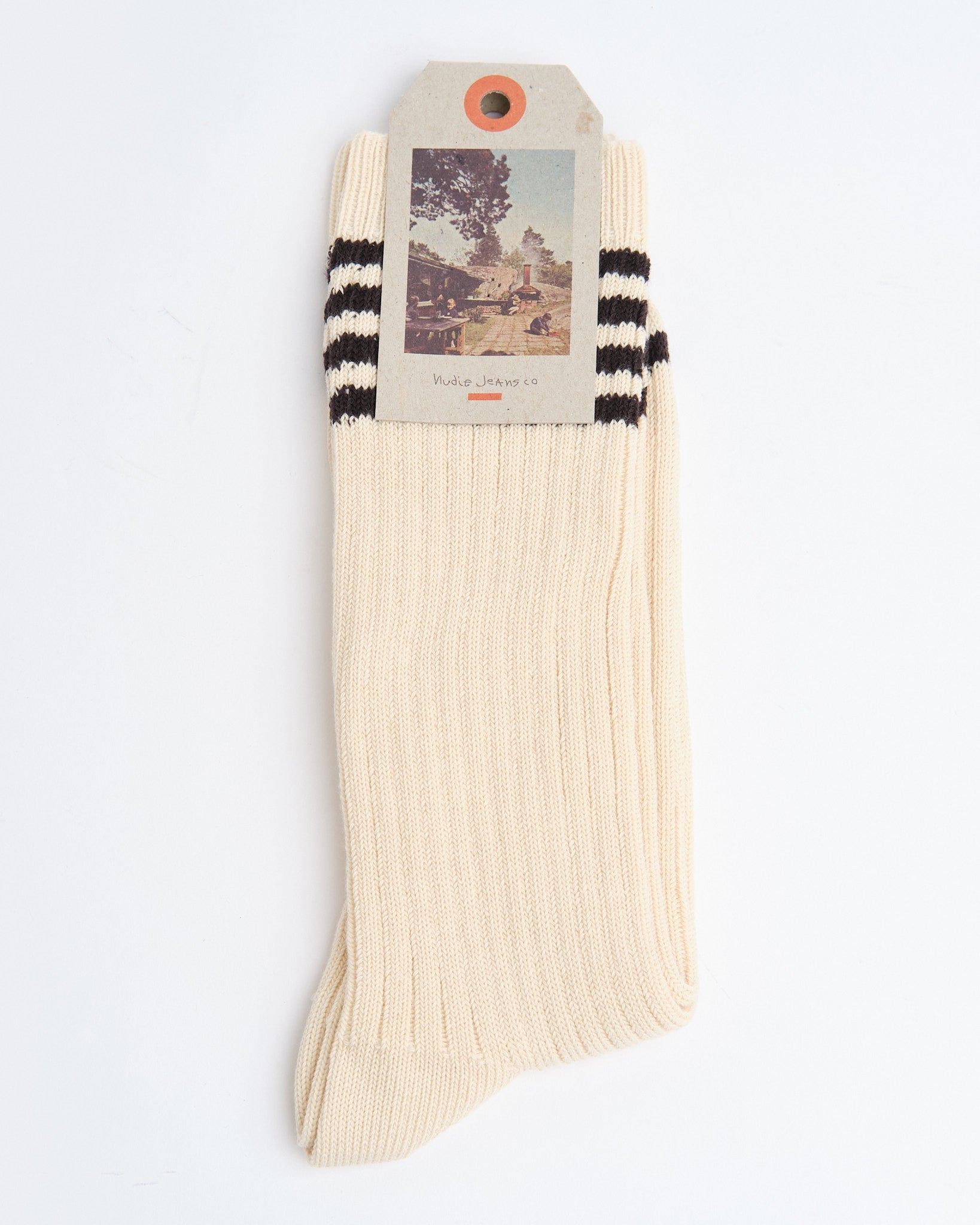 Men Tennis Socks Stripe OffWhite/Black - Meadow