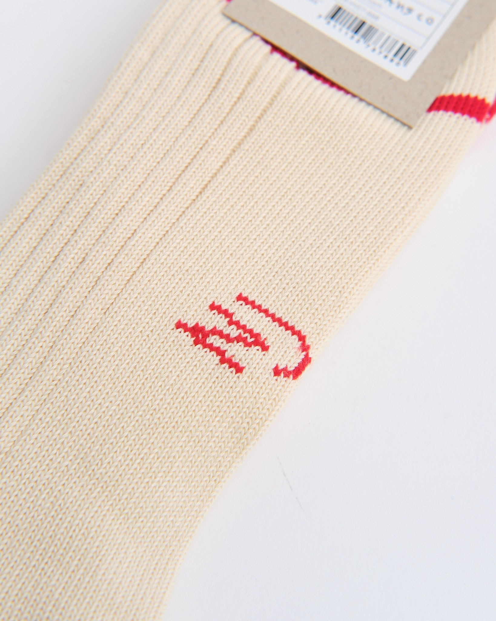 Men Tennis Socks Stripe Offwhite/Red - Meadow