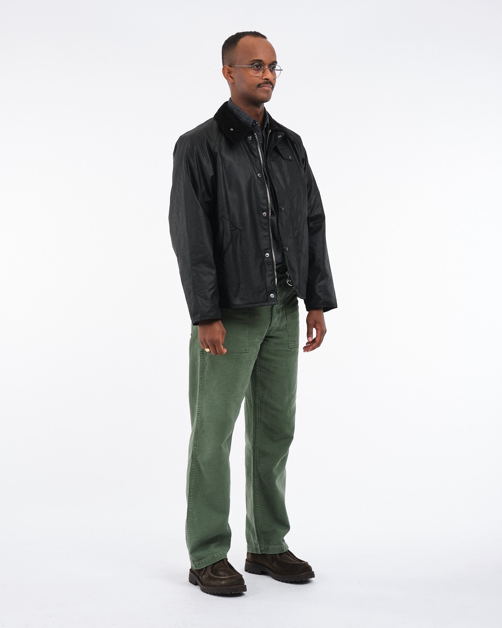 OS Transport Wax Jacket Black - Meadow