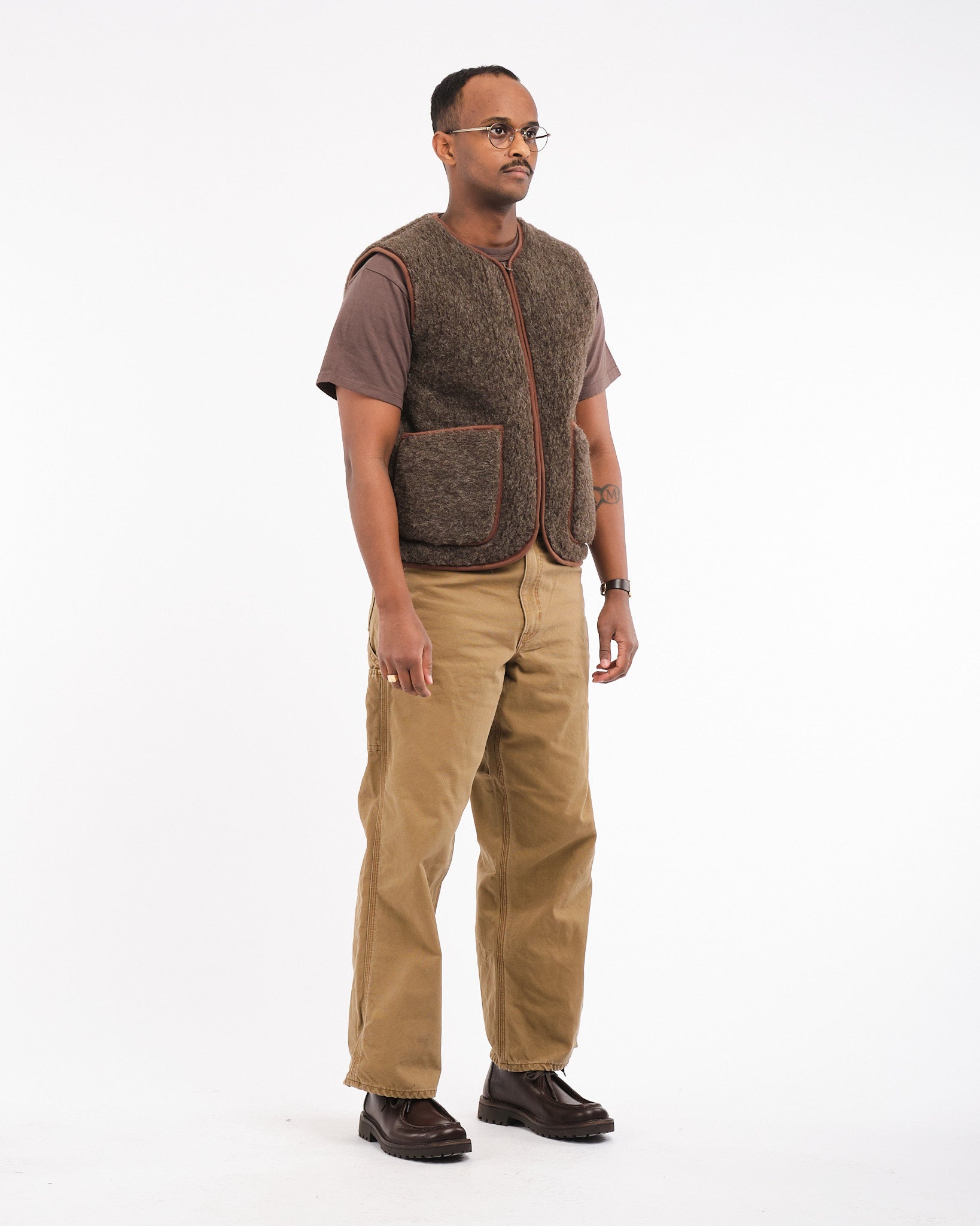 Pepitko Wool Vest Mid Brown - Meadow