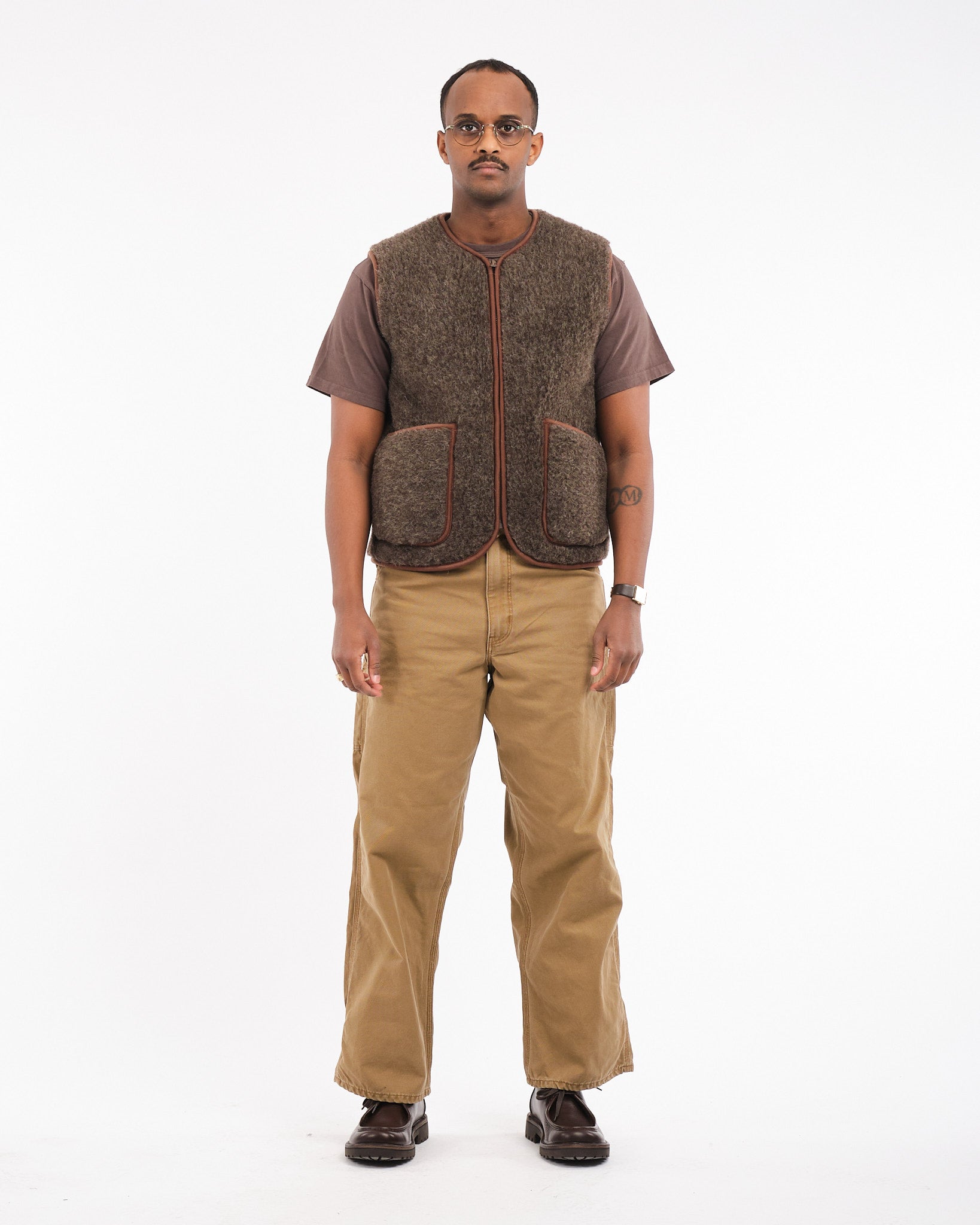 Pepitko Wool Vest Mid Brown - Meadow