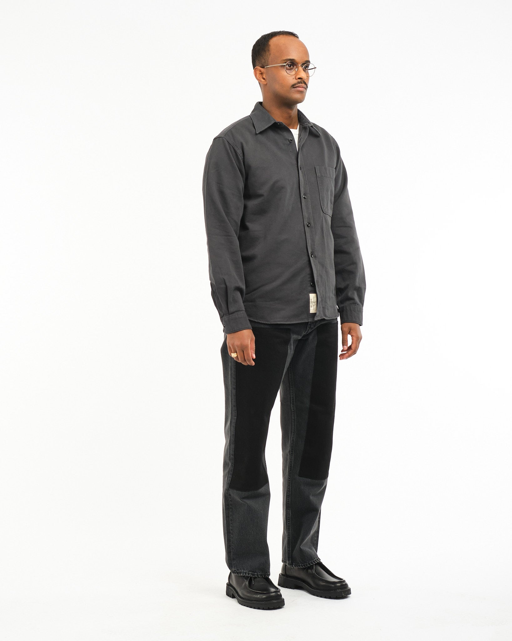 SHIRT01T broken twill shirt 98 charcoal - Meadow