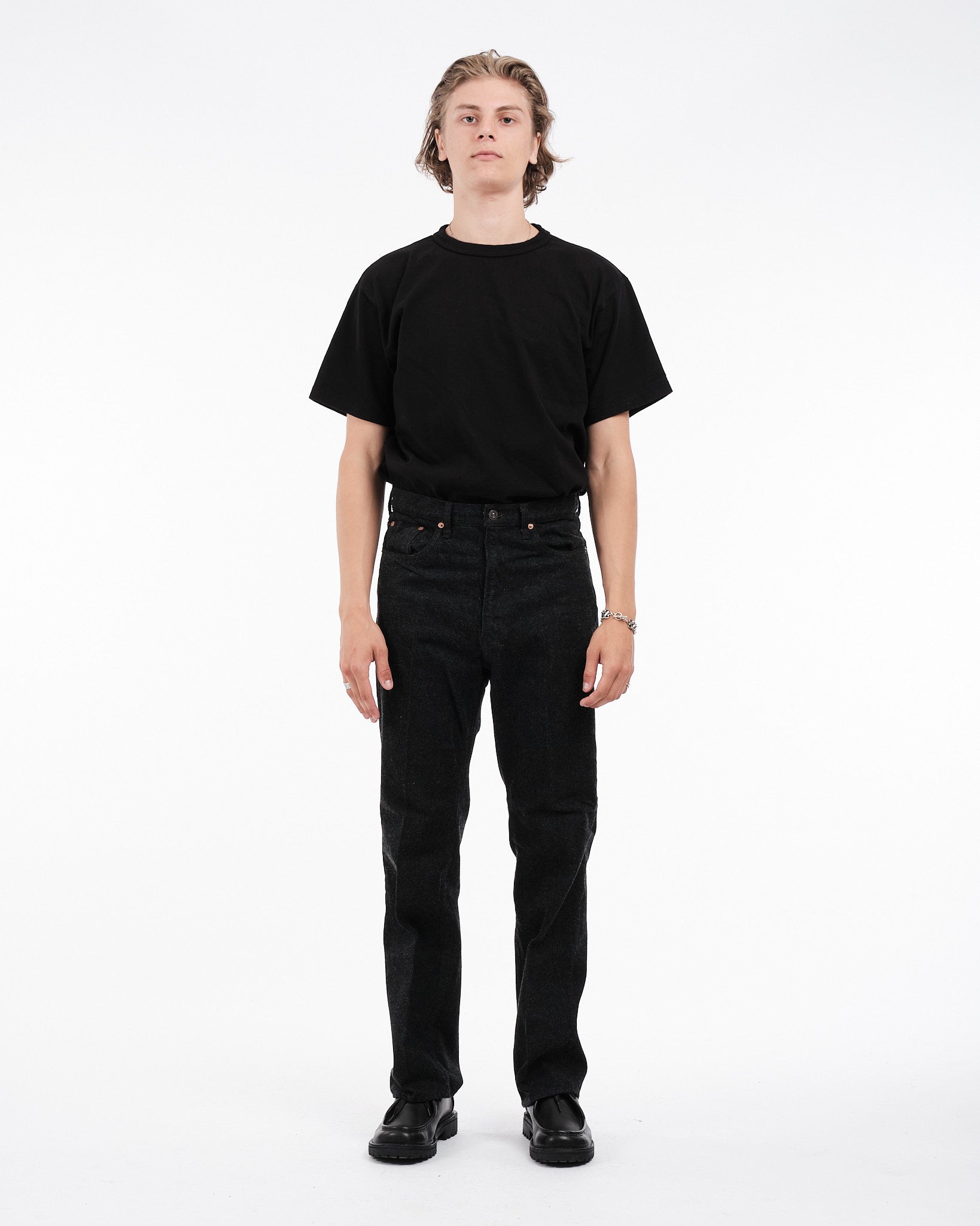 Skate Shoecut Denim Pants Black One Wash - Meadow