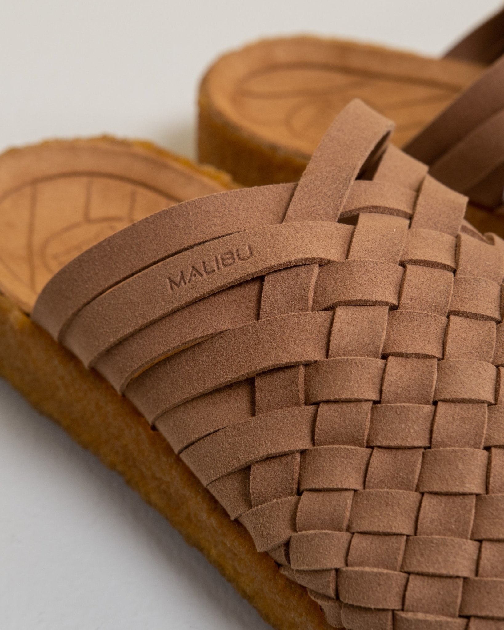 Malibu Sandals Latigo Suede/Vegan Leather Crepe Gum Shoes Walnut