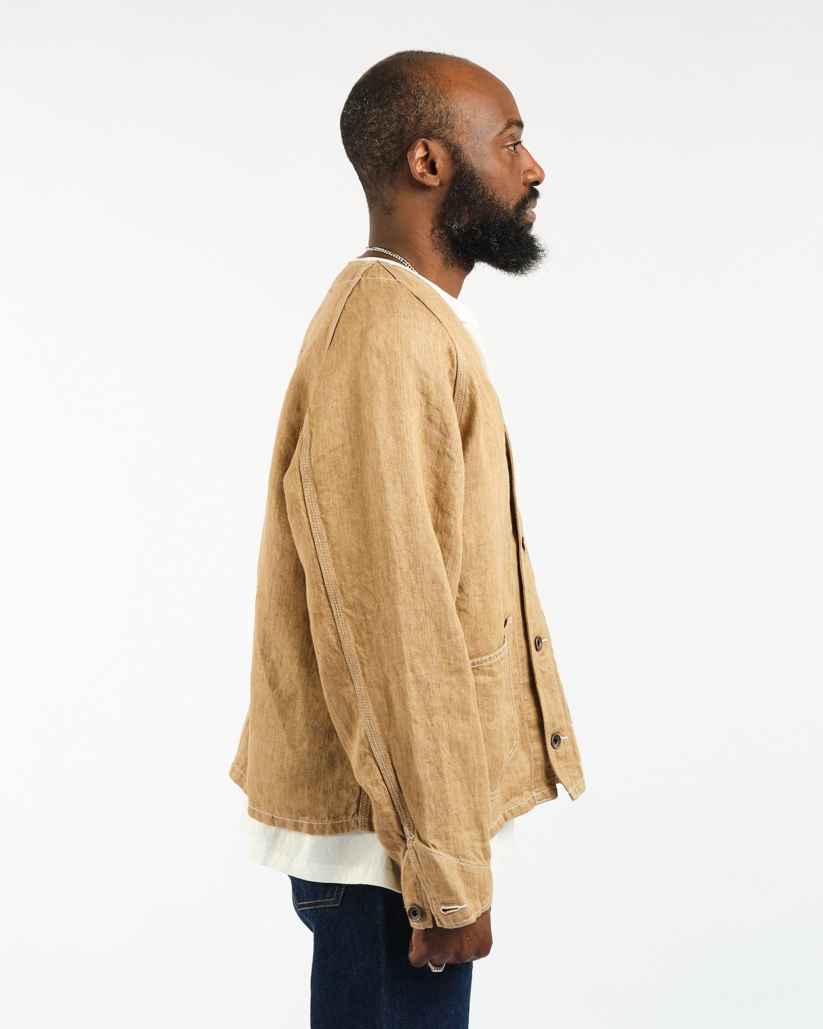 BEAMS Engineer Jacket Twill Linen Brown MEADOW