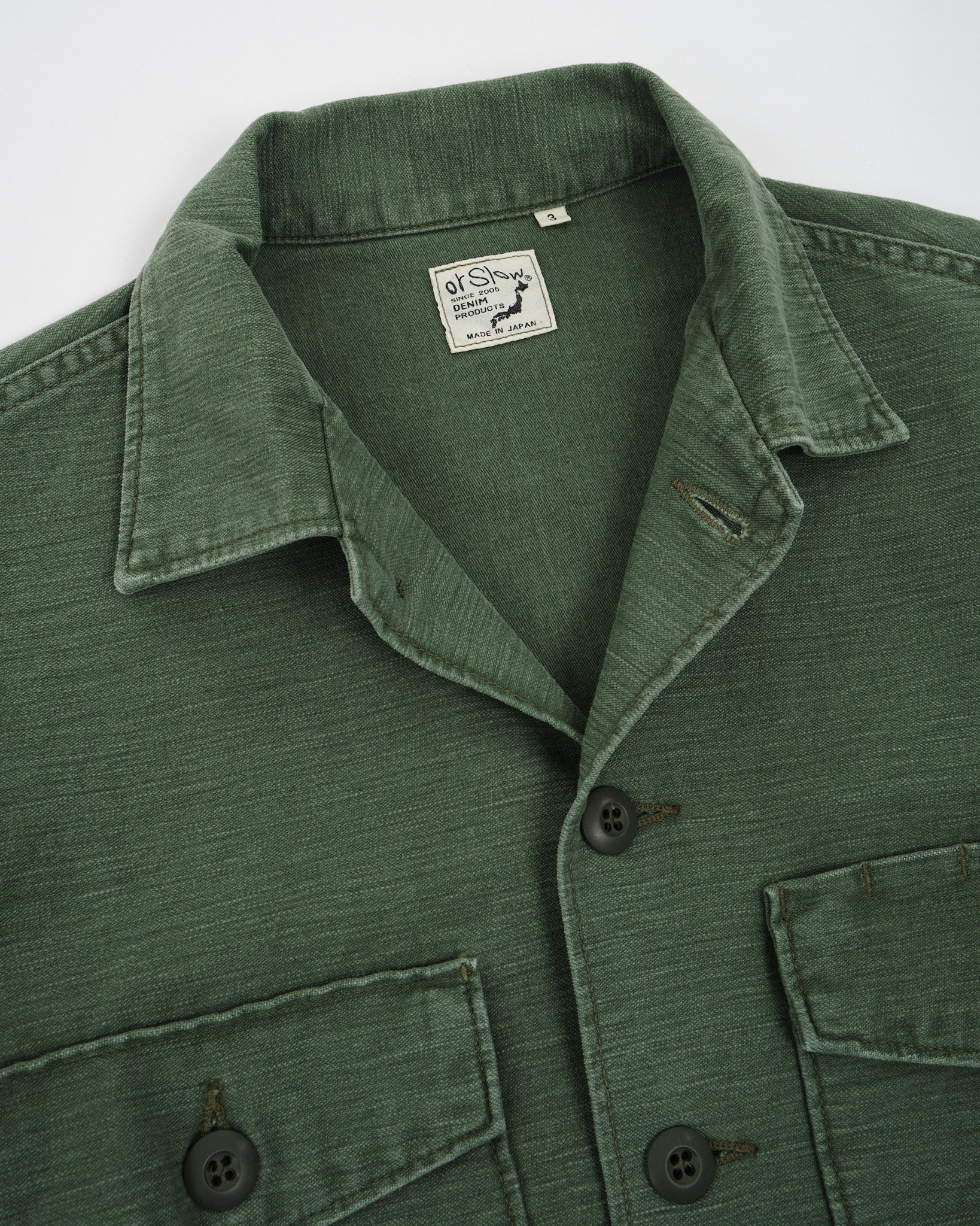 US ARMY FATIGUE SHIRT GREEN USED WASH by Orslow ▶️ Meadow