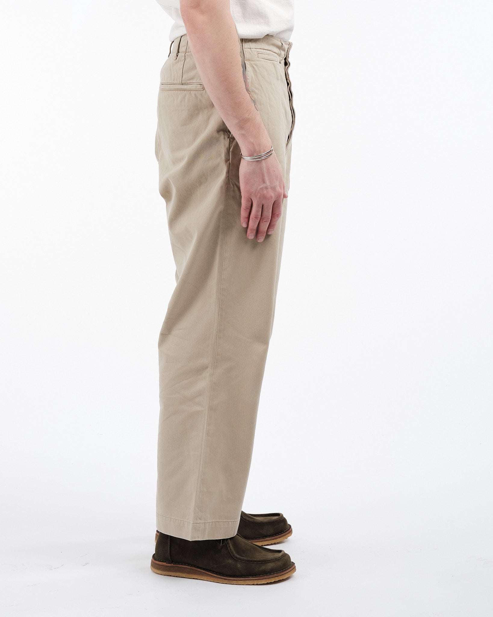 VINTAGE FIT ARMY TROUSERS KHAKI STONE WASH