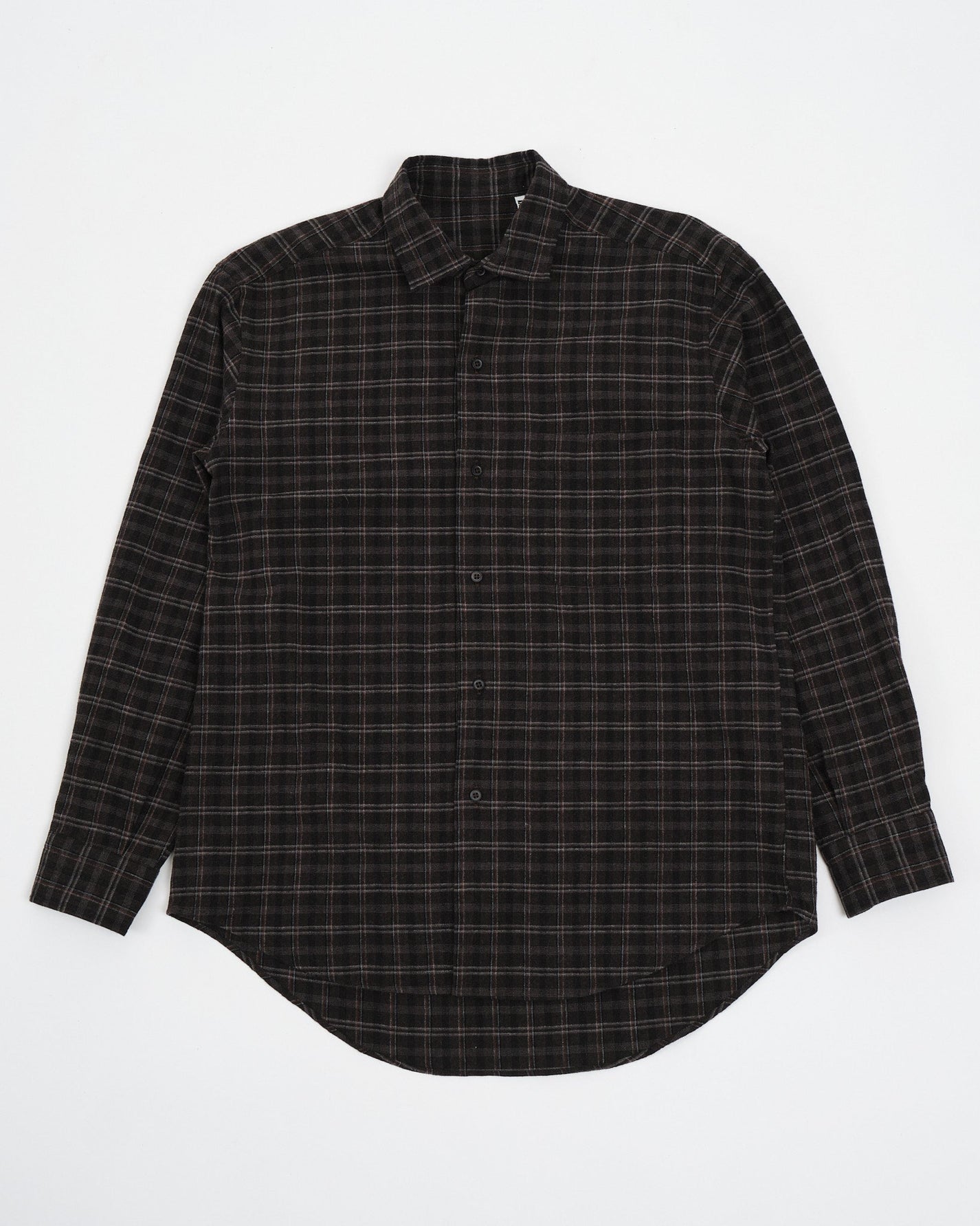 KAPTAIN SUNSHINE | Woolplaid Semi Spread Collar Shirt Brown | MEADOW